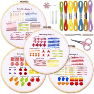 Beginners Embroidery Kits with Video Tutorials 4 Sets