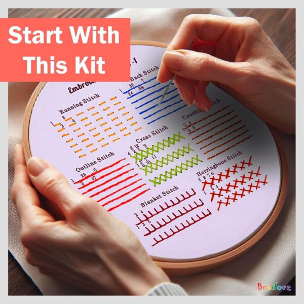 Beginners Embroidery Kits with Video Tutorials 4 Sets - Image 2