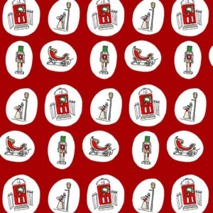 Christmas Victorian Fabric Vintage Red