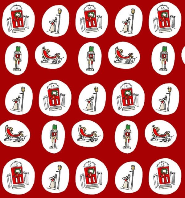 Christmas Victorian Fabric Vintage Red