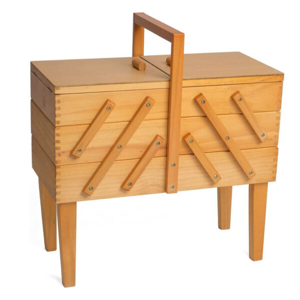 Extra Large Sewing Box on Legs Wooden Fold-Out