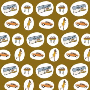 Mid-century Cadillac Evenings Vintage Fabric