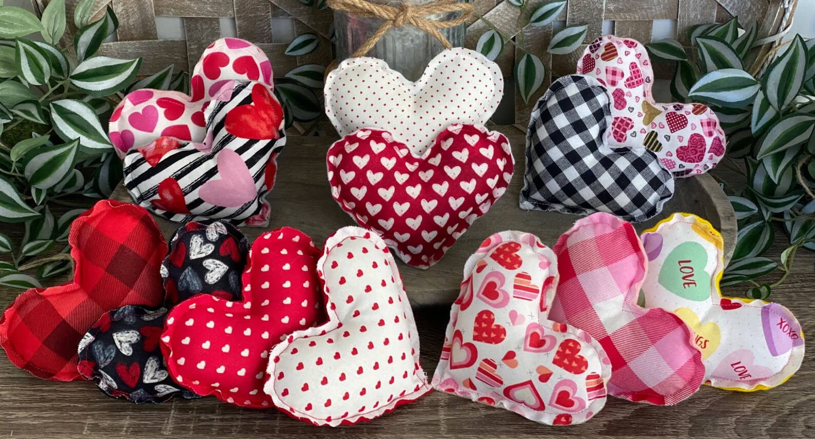 Scrap fabric hearts